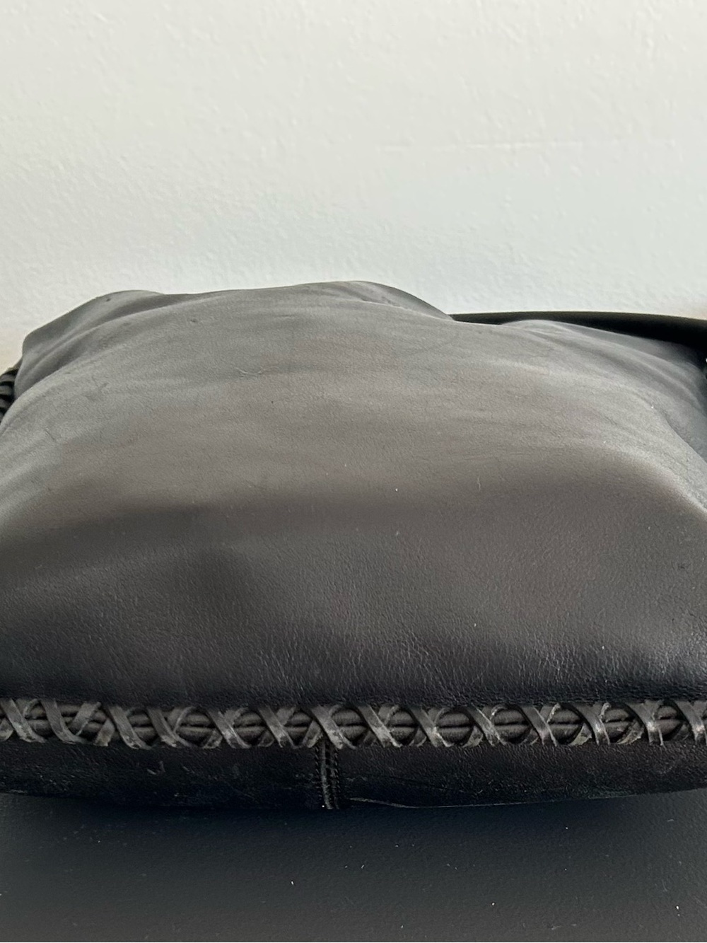Kenneth Cole Black Leather Whipstitch Hobo Shoulder Bag Slouchy Y2K - Picture 7 of 13